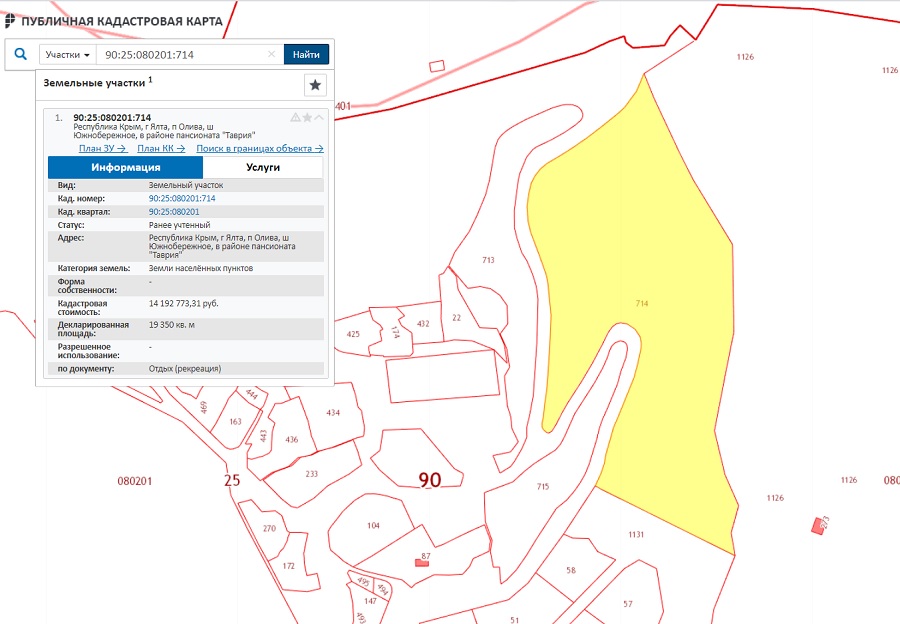 Кадастровая карта ялты