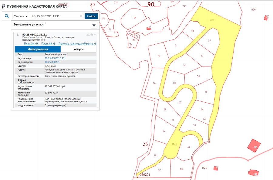 Публичная кадастровая карта ялты 2022 официальный сайт